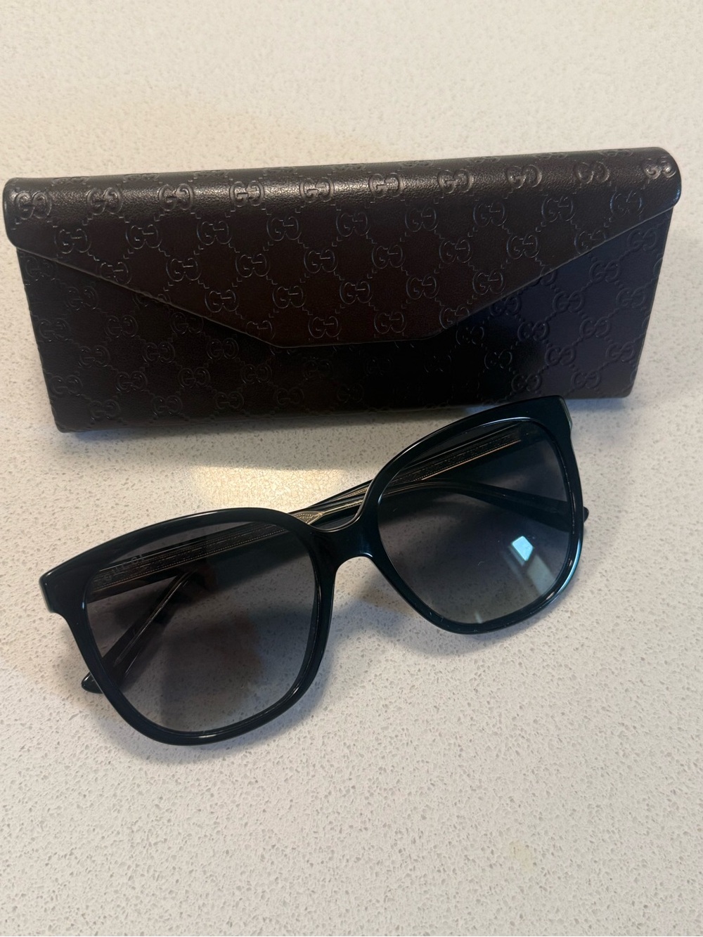 Gucci Black Gradient Lens Cat-Eye Sunglasses